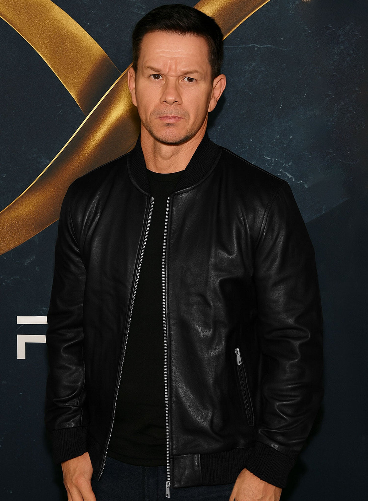 Mark Wahlberg Infinite Black Leather Jacket – alternate view