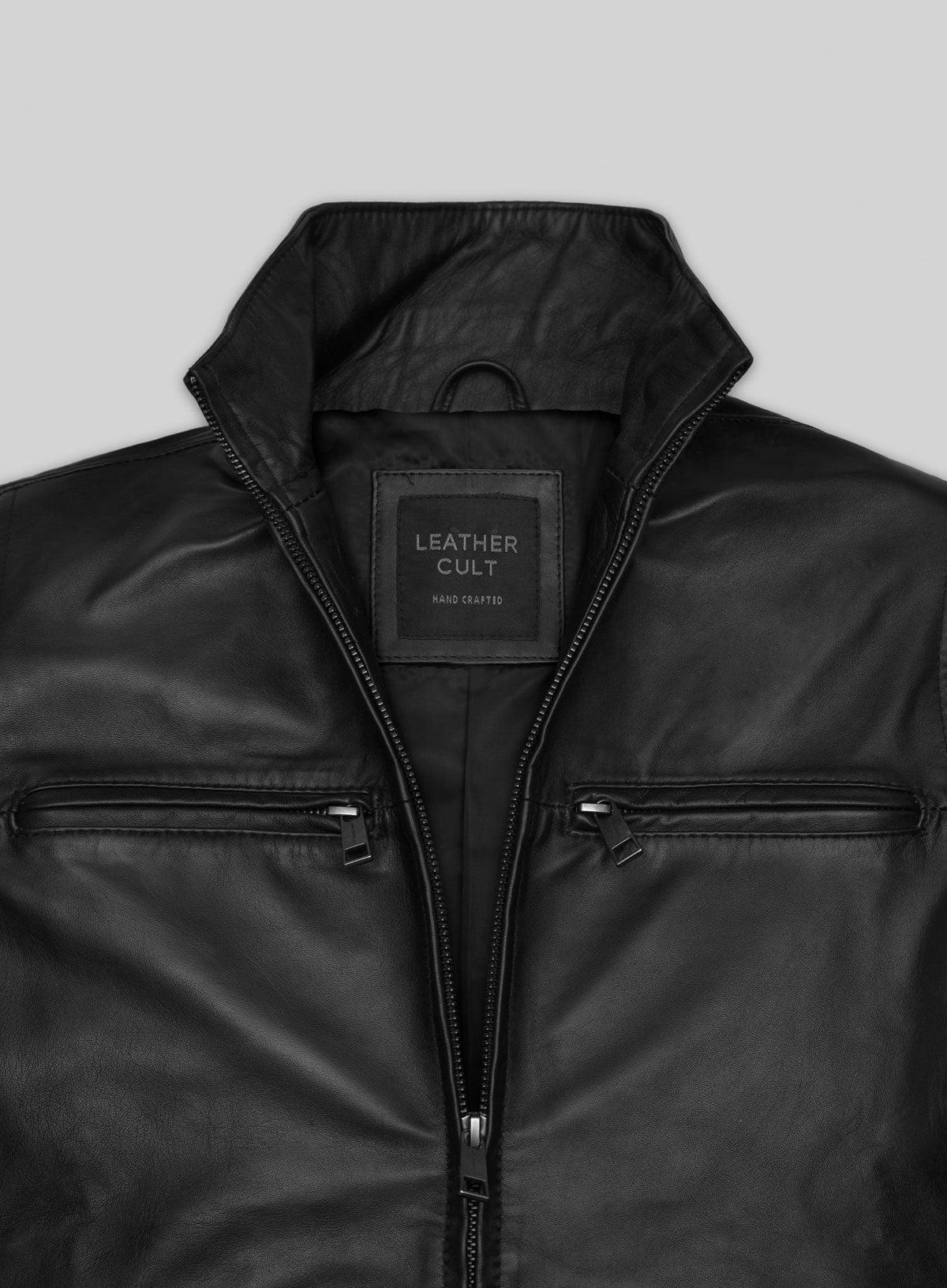 Mark Wahlberg The Other Guys Black Leather Jacket – close-up and worn views