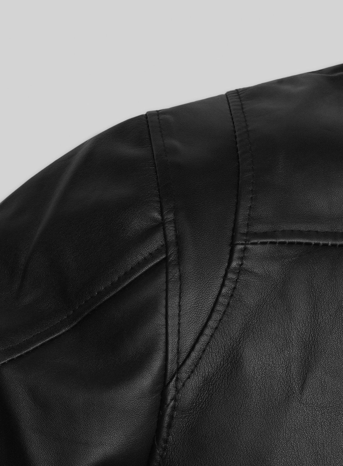 Mark Wahlberg The Other Guys Black Leather Jacket – close-up and worn views