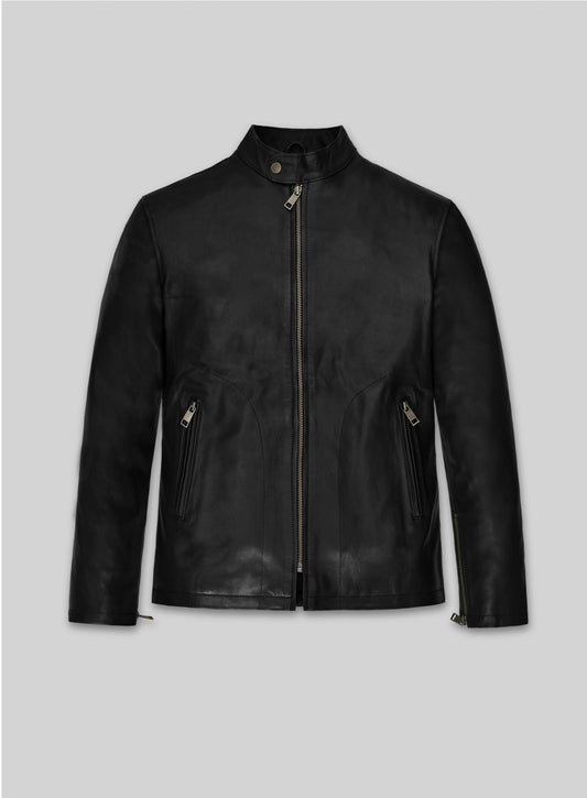 Mark Wahlberg Uncharted Black Leather Jacket – front view