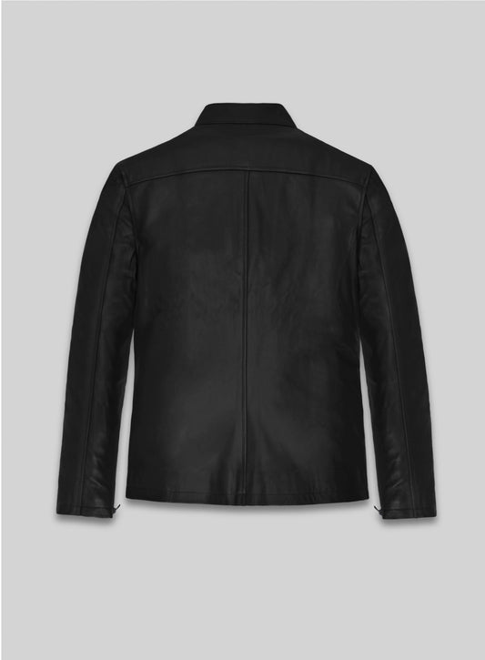 Mark Wahlberg Uncharted Black Leather Jacket – back view