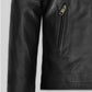 Mark Wahlberg Uncharted Black Leather Jacket – close-up and worn views