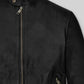 Mark Wahlberg Uncharted Black Leather Jacket – close-up detail of front closure, pocket and leather stitching