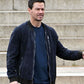 Mark Walhberg The Union Navy Leather Jacket – Mark Walhberg wearing the look, photo 2