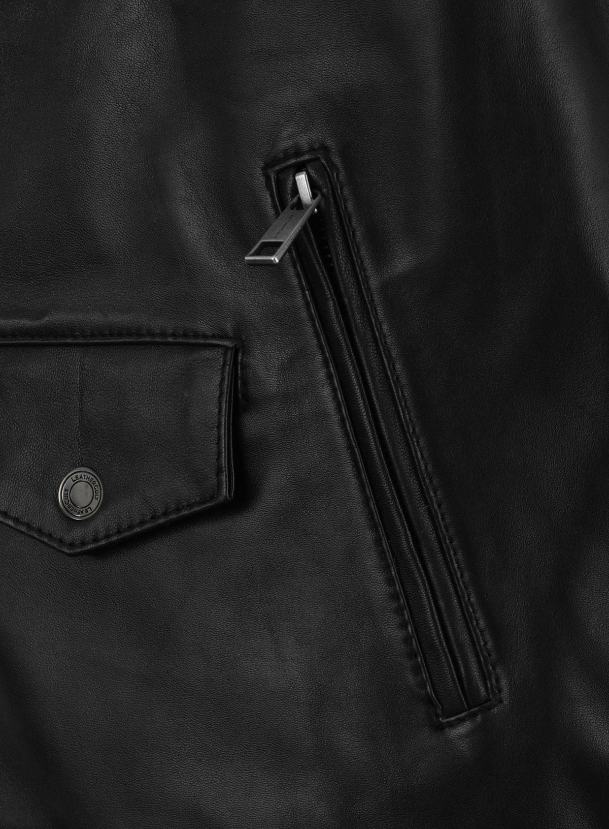 Marlon Brando The Wild One Black Biker Leather Jacket – leather colour swatch