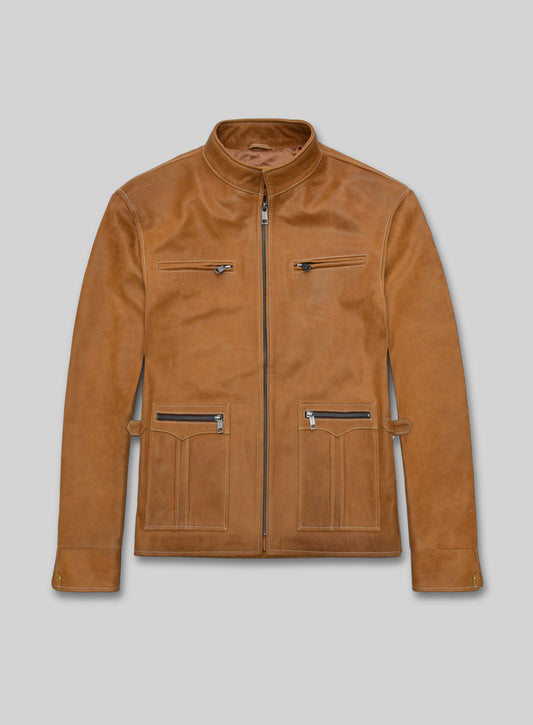 Martin Lawrence Tan Leather Jacket – front view