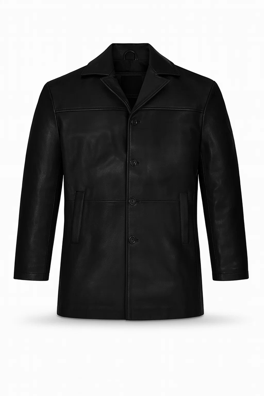 Martin Lawrence Black Leather Trench Coat – alternate product view