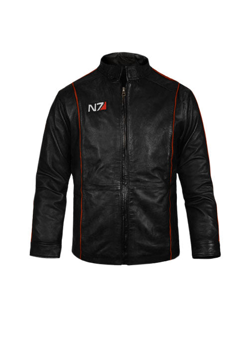 Mass Effect 3 N7 Kids Black Faux Leather Jacket front view