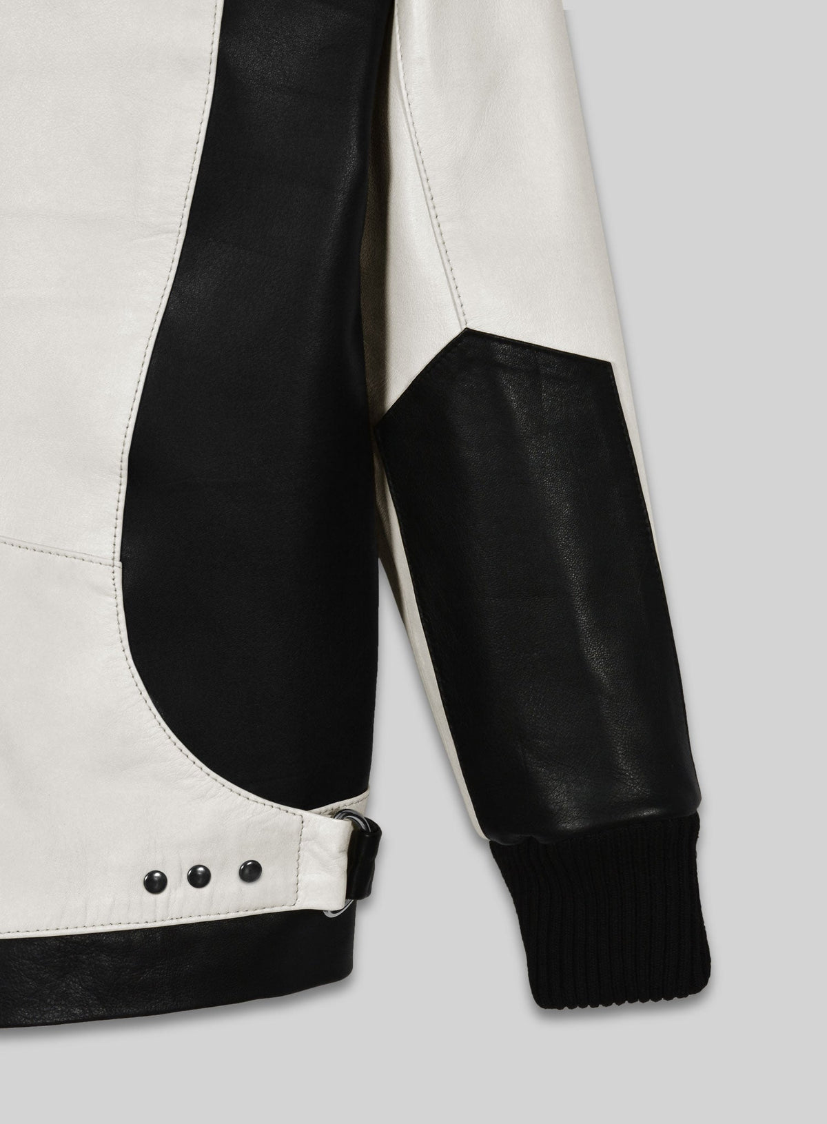 Matthew Broderick Ferris Bueller's Day Off Black and White Leather Jacket – full product view