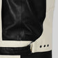 Matthew Broderick Ferris Bueller's Day Off Black and White Leather Jacket – close-up and worn views