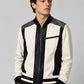 Matthew Broderick Ferris Bueller's Day Off Black and White Leather Jacket – close-up and worn views