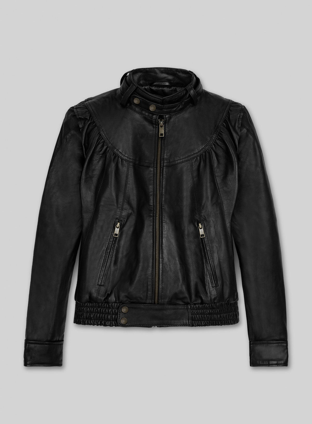 Meagan Good Black Leather Jacket – front view