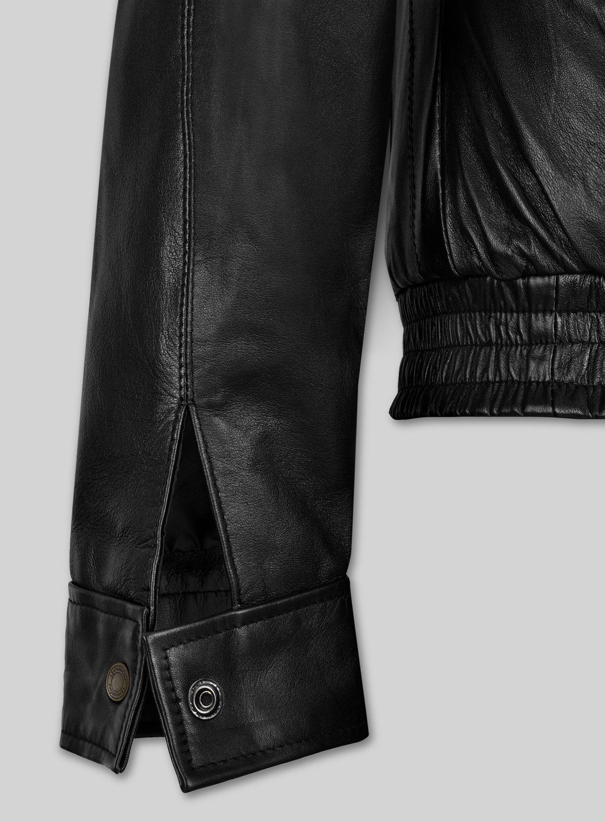 Meagan Good Black Leather Jacket – close-up and worn views