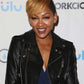 Meagan Good Black Biker Leather Jacket – front view