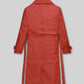 Megan Fox Red Leather Long Coat – back view