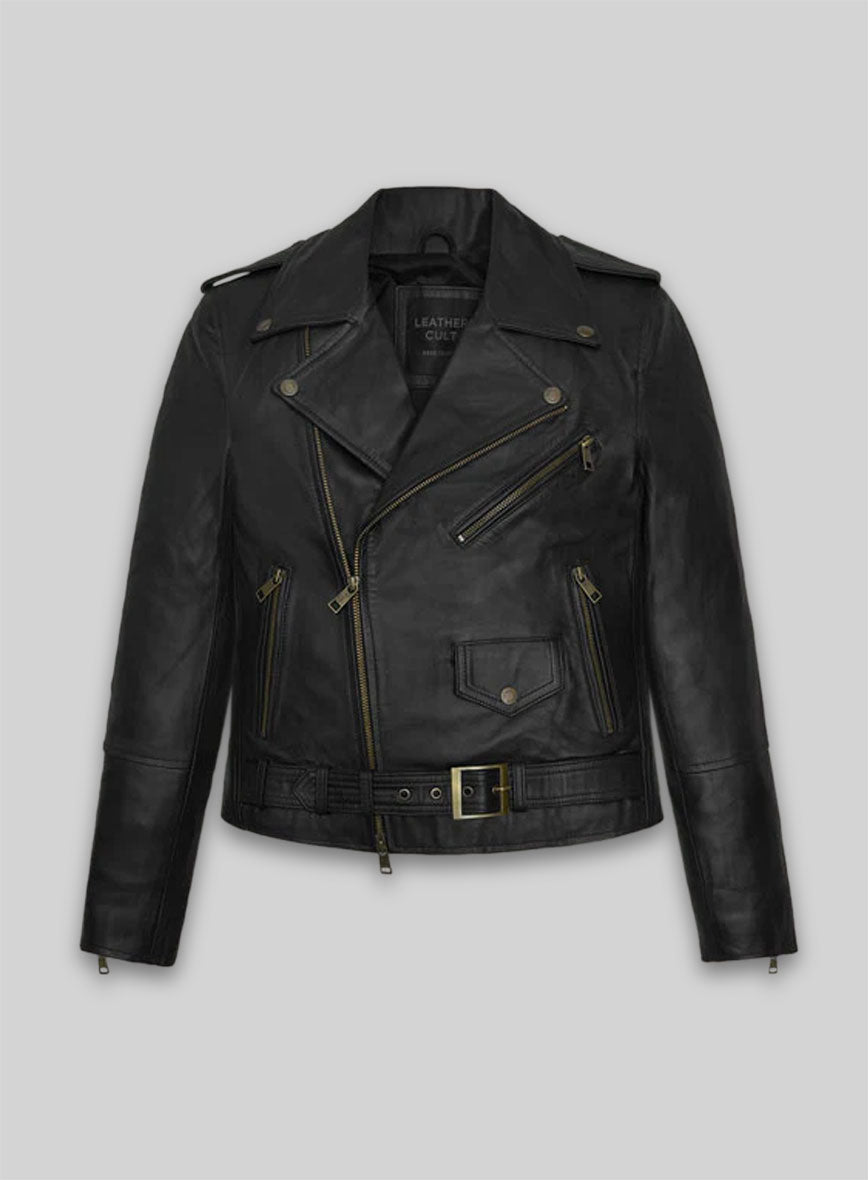 Meghan Markle Black Biker Leather Jacket – front view