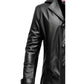 Men 3 Button Long Leather Coat