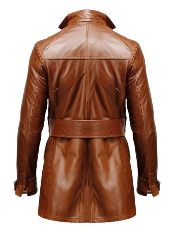Men Vintage Big Pockets Tan Brown Leather Coat – Leather Long Coat