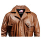 Men Vintage Brown Long Coat - Distressed Leather Brown Coat
