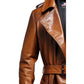 Men Vintage Brown Long Leather Coat - Detective Style Coat