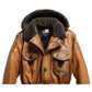 Men Vintage Hooded Fur Leather Hooded Coat - Faux Fur