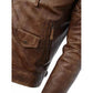 Men's Distressed Brown Genuine Leather Cafe Racer Biker Jacket