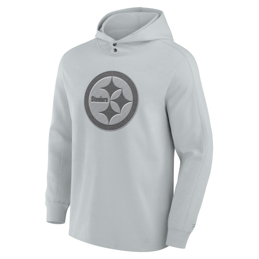 Pittsburgh Steelers FELT Gray Pullover Hoodie (Recreated Edition)