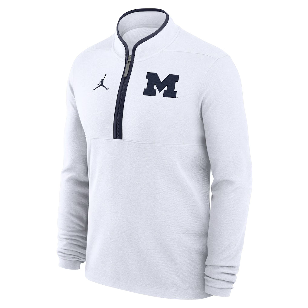Men's Jordan Brand White Michigan Wolverines Victory Half-Zip Sweatshirt