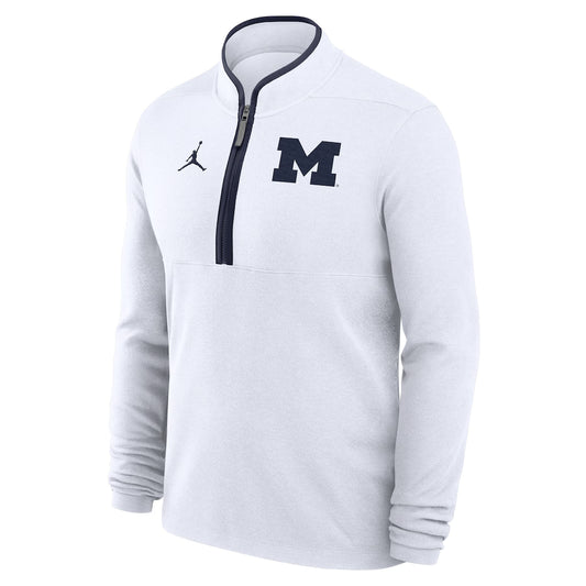 Men's Jordan Brand White Michigan Wolverines Victory Half-Zip Sweatshirt