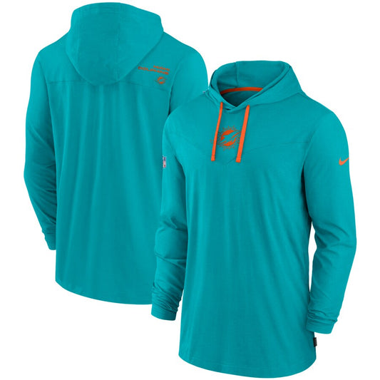 Miami Dolphins Sideline Hoodie Performance Long Sleeve T-Shirt Recreated Edition