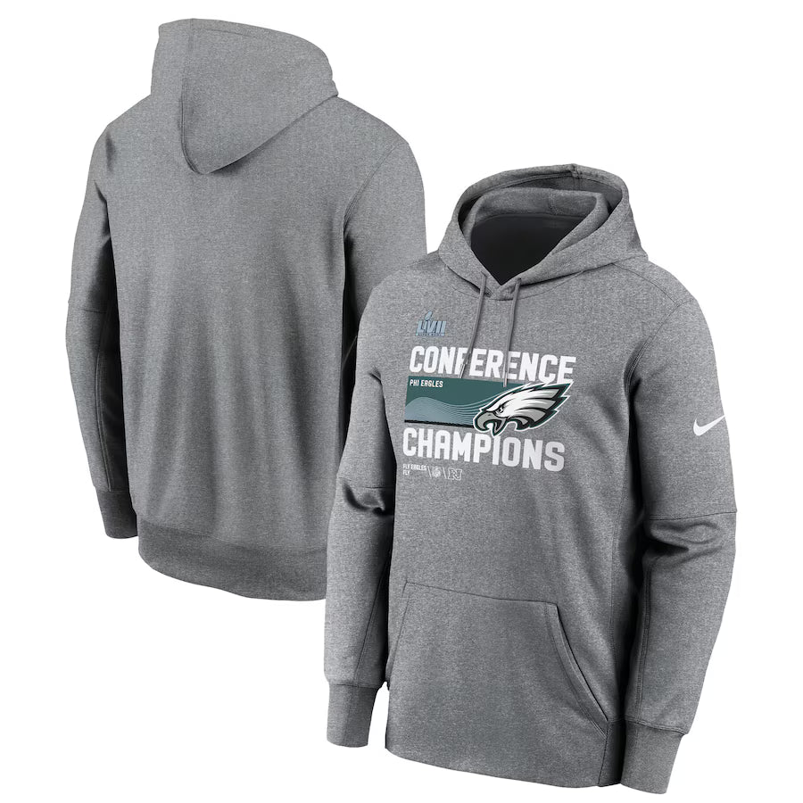 Philadelphia Eagles NFC Champions Hoodie – Locker Room Trophy Pullover (Grey) (Recreated Edition)