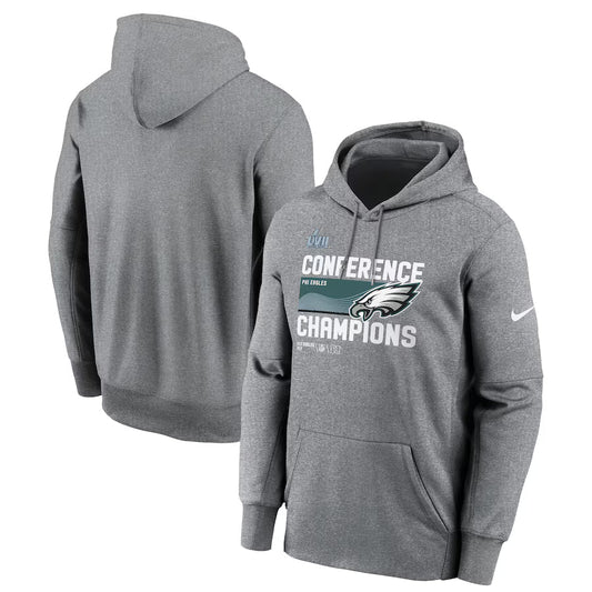 Philadelphia Eagles NFC Champions Hoodie – Locker Room Trophy Pullover (Grey) (Recreated Edition)