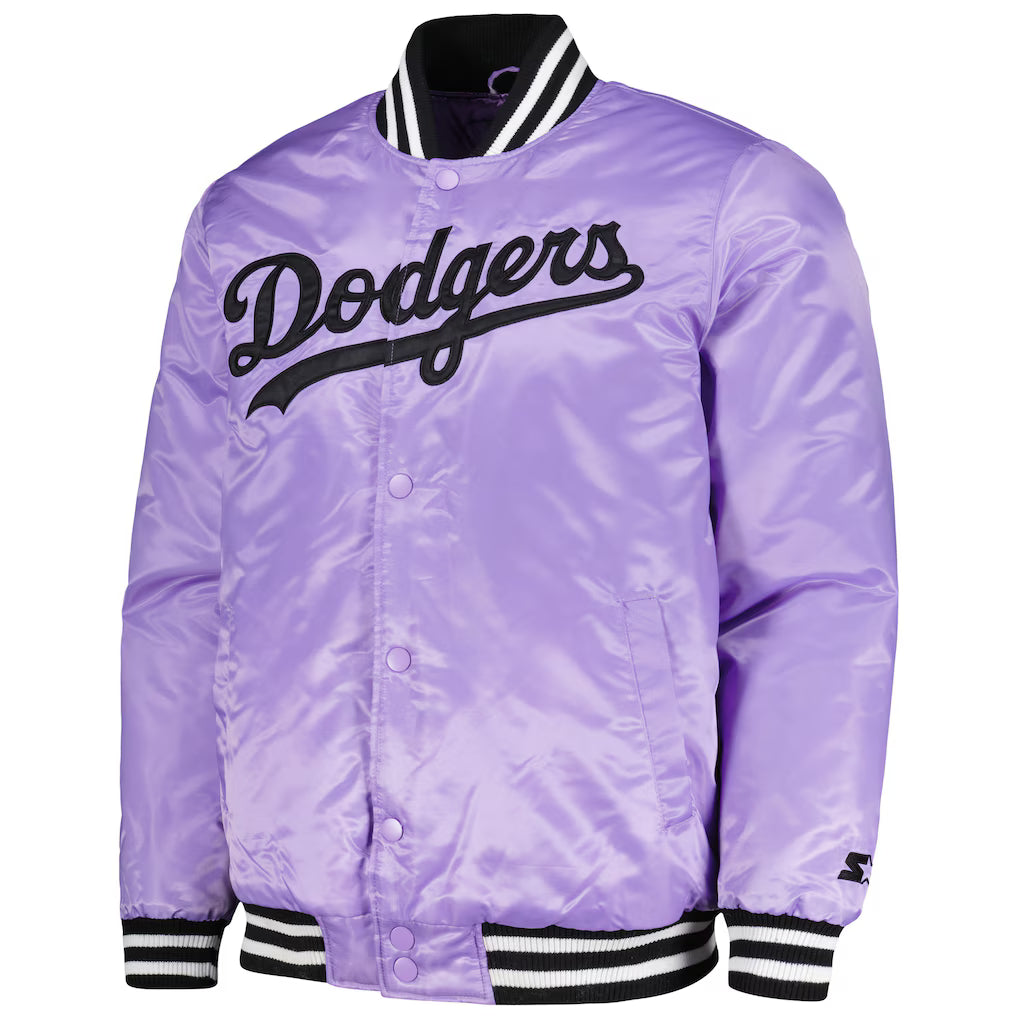 Men's Los Angeles Dodgers Starter Purple Cross Bronx Fashion Satin Full-Snap Varsity Jacket