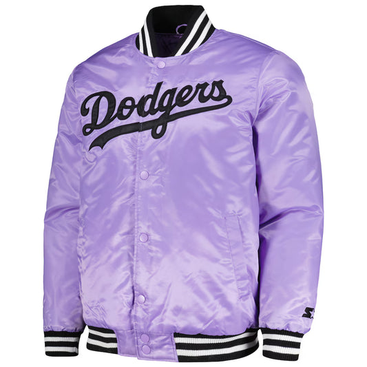 Men's Los Angeles Dodgers Starter Purple Cross Bronx Fashion Satin Full-Snap Varsity Jacket