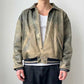 Men's Vintage Distressed Olive Green Leather Bomber Jacket