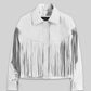 Mia Sarapochiello Ferris Bueller's Day Off White Leather Jacket – front view