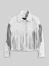 Mia Sarapochiello Ferris Bueller's Day Off White Leather Jacket – front view