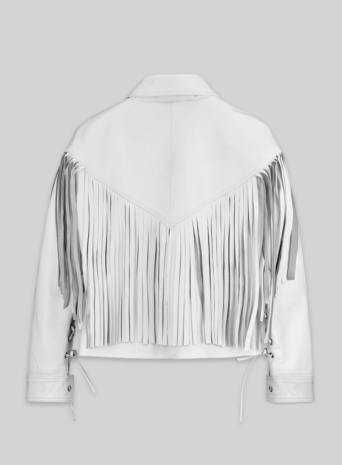 Mia Sarapochiello Ferris Bueller's Day Off White Leather Jacket – back view
