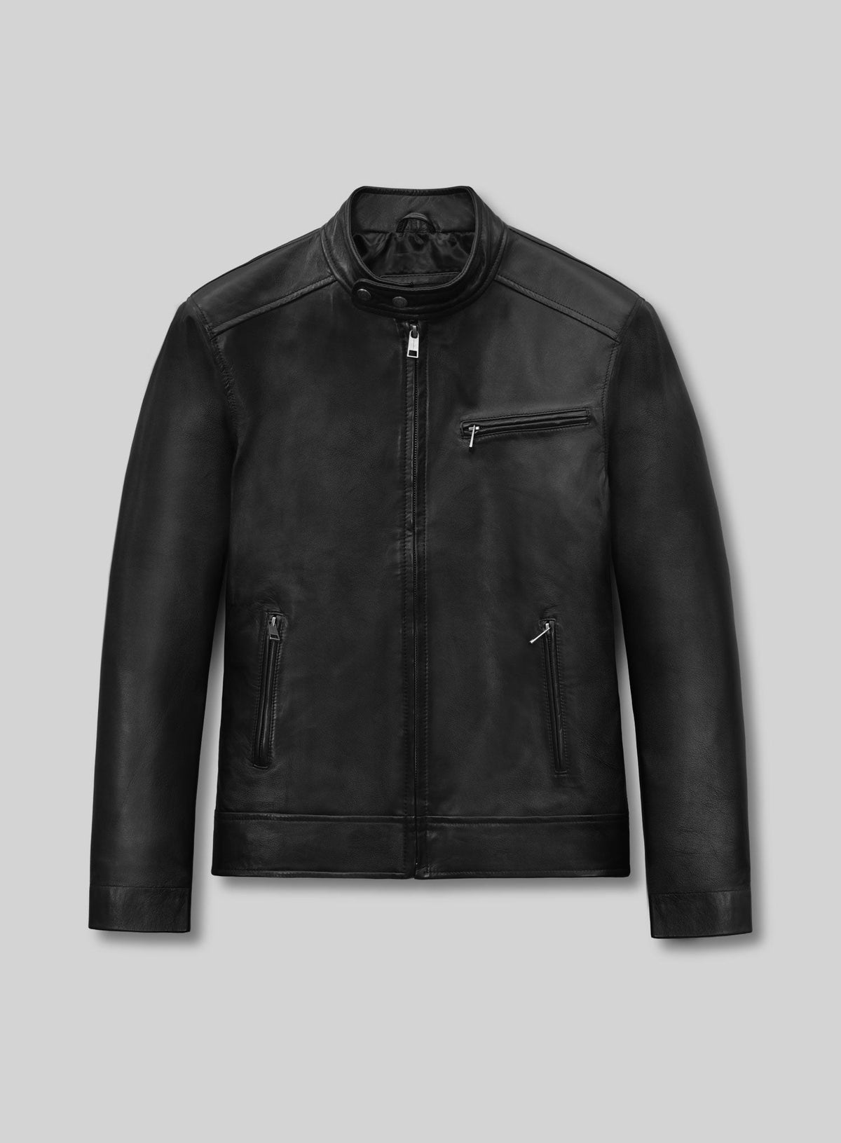 Michael Fassbender New York Black Leather Jacket – front view