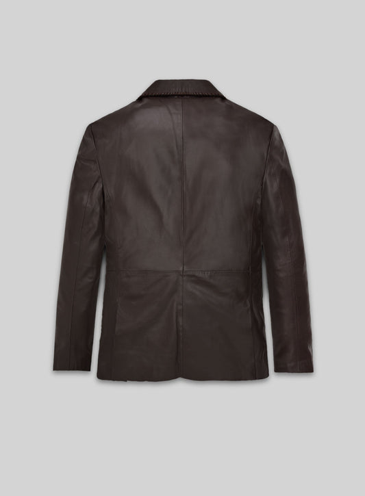 Michael Shannon Elvis & Nixon Brown Leather Blazer – back view