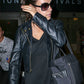 Mila Kunis Black Biker Leather Jacket – front view