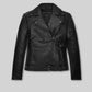 Miley Cyrus Black Leather Jacket – front view