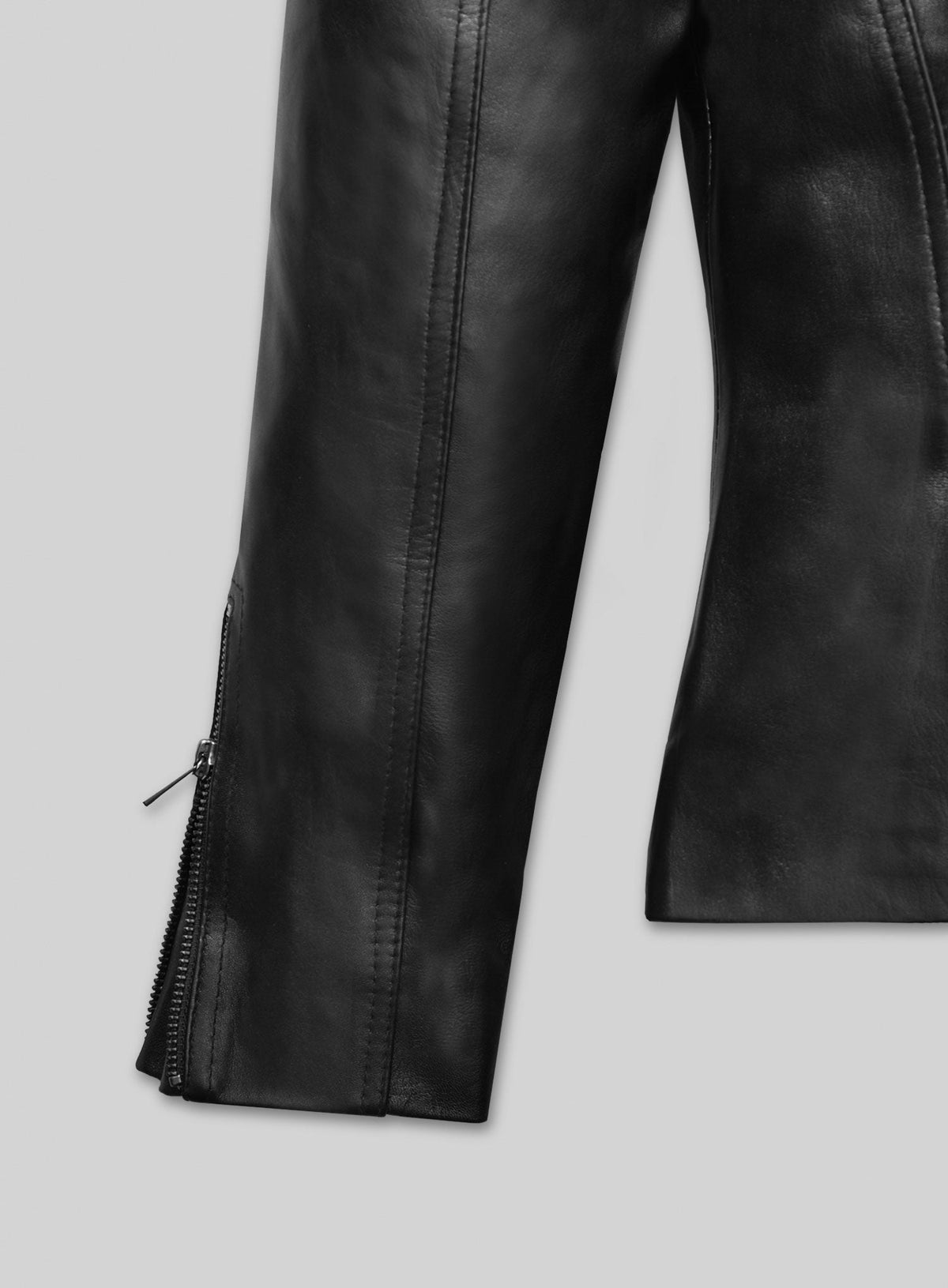 Miley Cyrus Black Leather Jacket – close-up and worn views