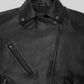 Miley Cyrus Black Leather Jacket – close-up and worn views