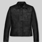 Milla Jovovich Black Leather Jacket – front view