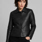 Milla Jovovich Black Leather Jacket – close-up and worn views