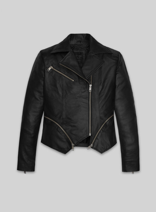 Morena Baccarin Last Looks Black Leather Jacket – front view