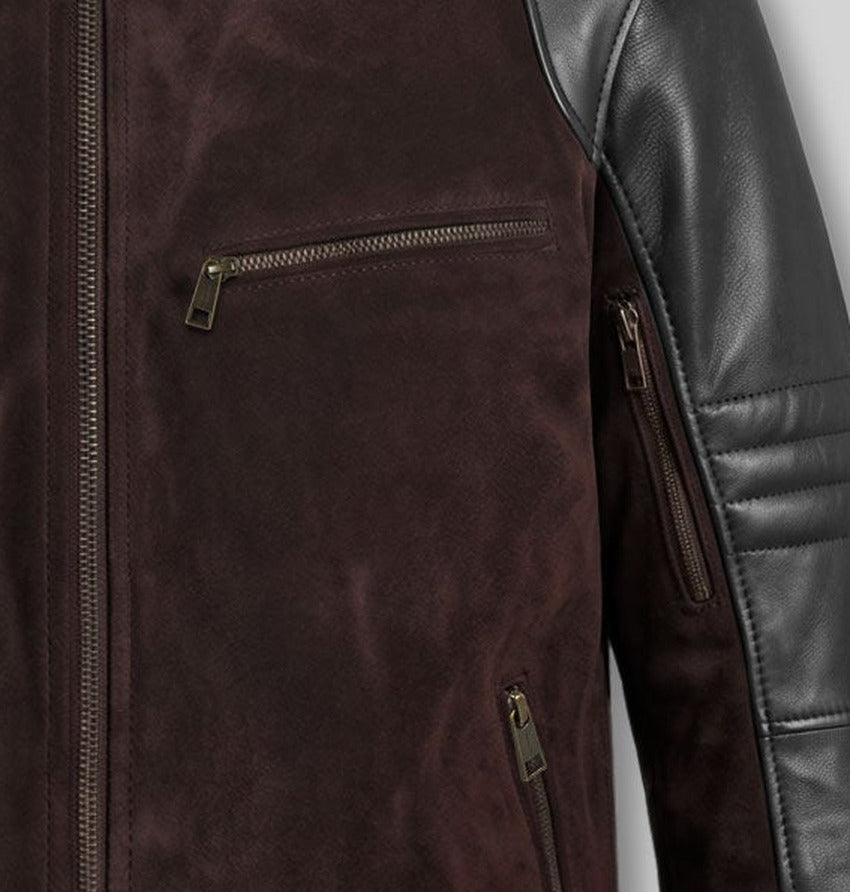 Mortal Kombat II Karl Urban Black Leather Jacket – close-up detail of front closure, pocket and leather stitching