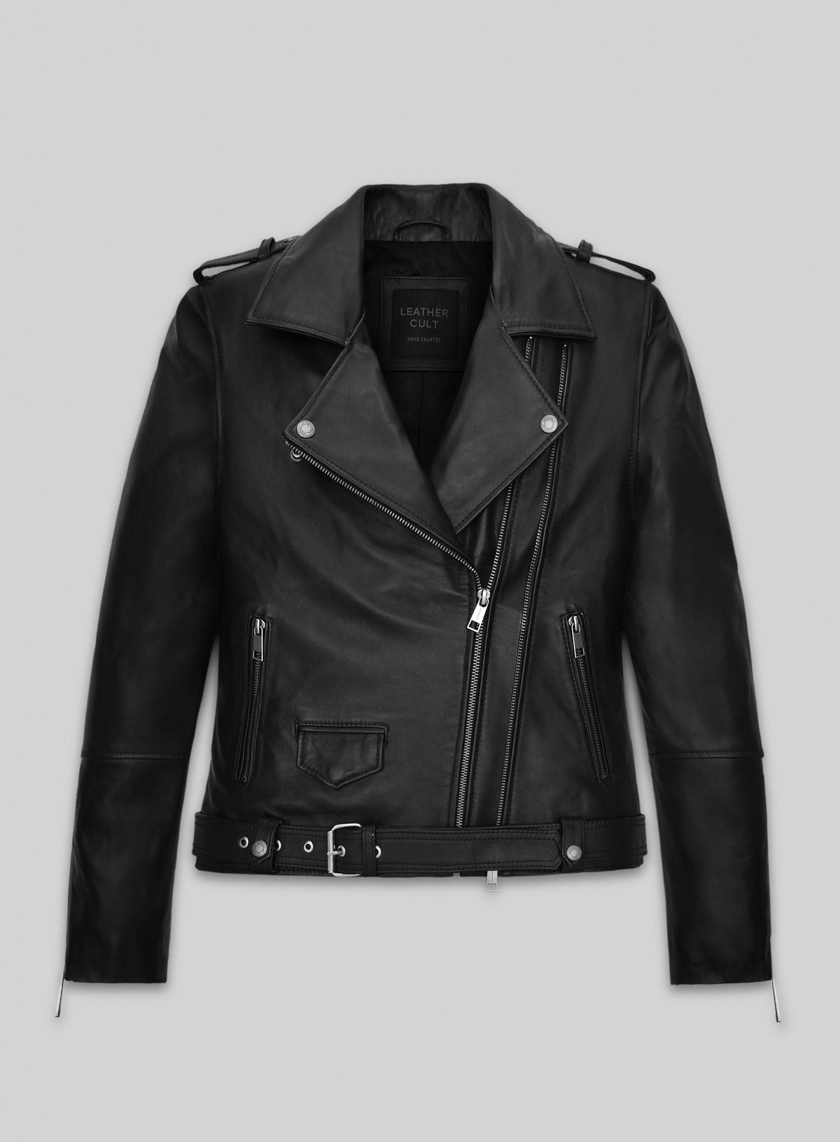 Natalie Portman Vox Lux Black Biker Leather Jacket Style 1 – front view