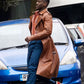 Ncuti Gatwa Doctor Who Brown Leather Long Coat – Ncuti Gatwa wearing the look, photo 2